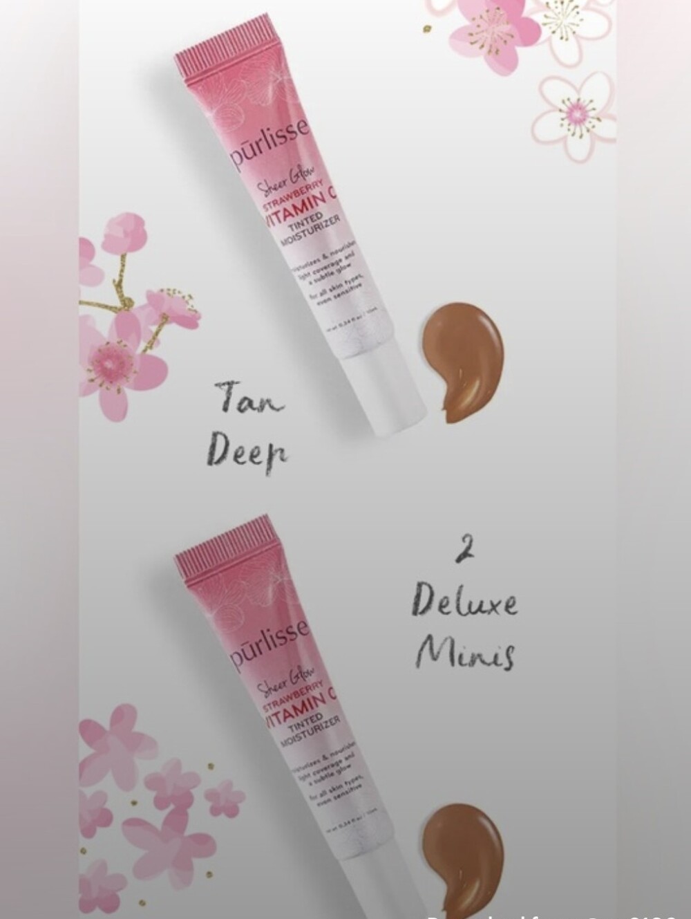 Purlisse Sheer Glow Vitamin C Tinted Moisturizer Tan Deep Mini x2 New